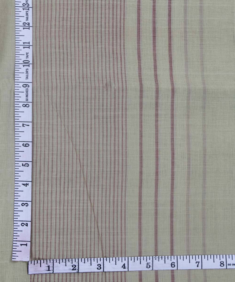 0.5m lime and brown striped handloom cotton fabric