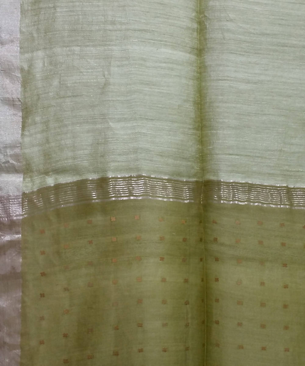 Bengal Moss Green Handloom Sequin Matka Silk Saree