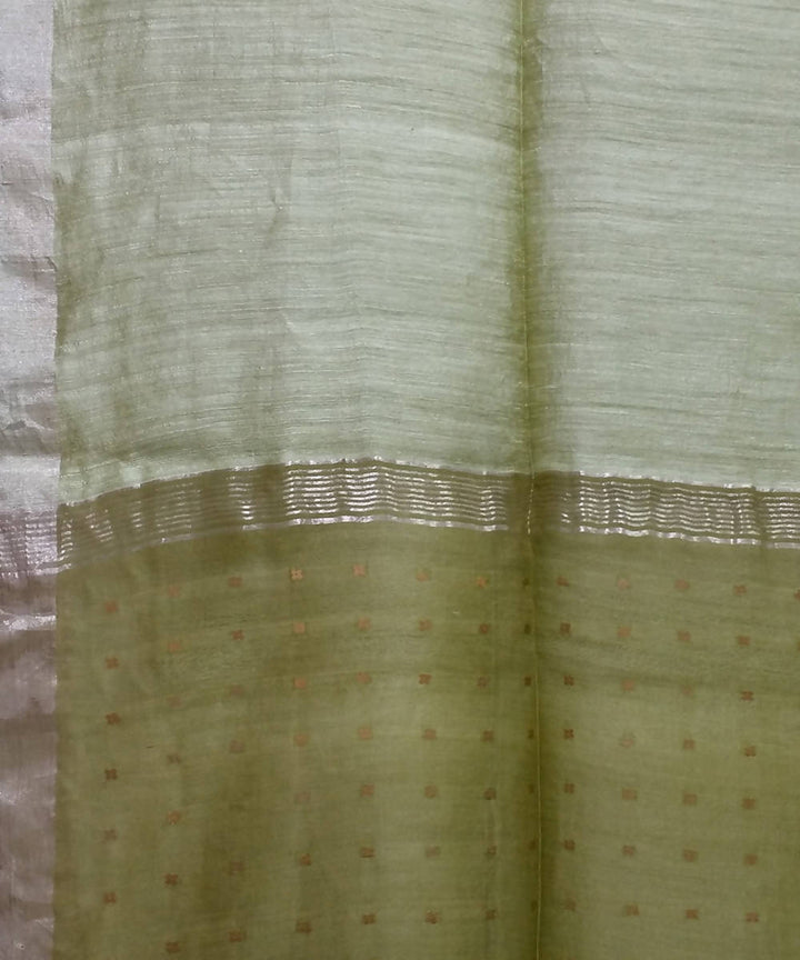 Bengal Moss Green Handloom Sequin Matka Silk Saree