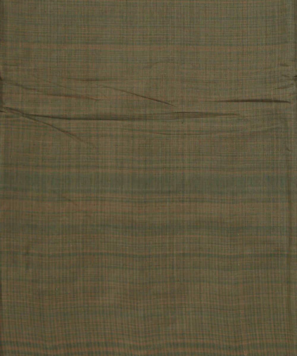 0.4m Green and beige checks handloom cotton fabric