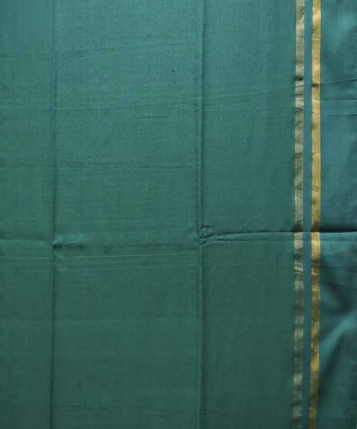 Dark green handloom handspun cotton saree