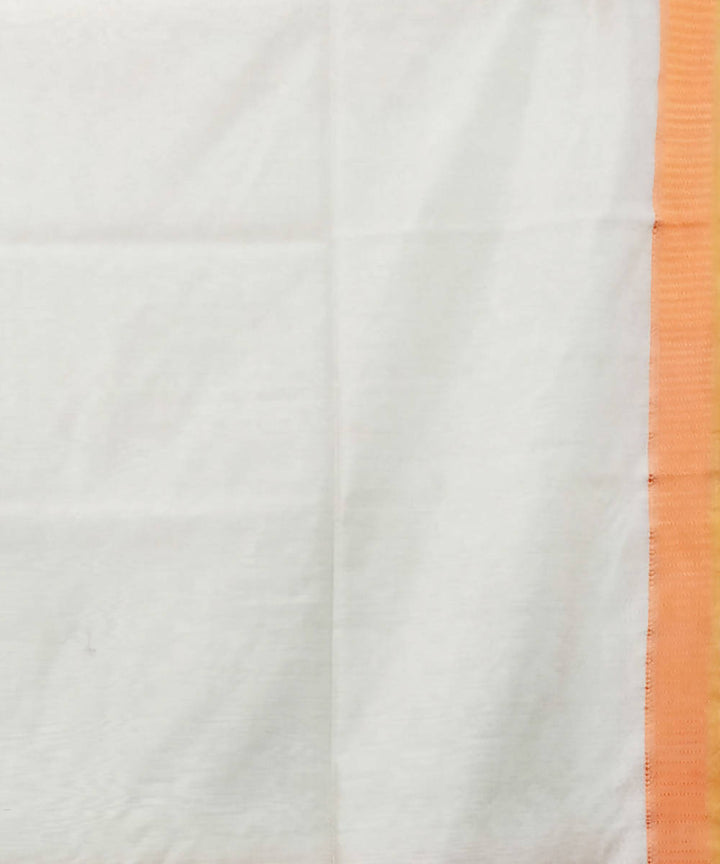 Off white and orange handloom cotton silk maheshwari saree