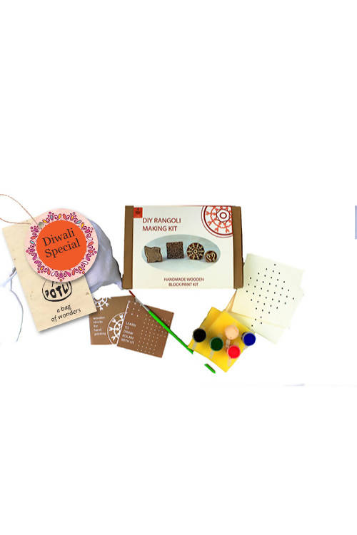 Potli handmade wooden block print craft kit diy rangoli making kit