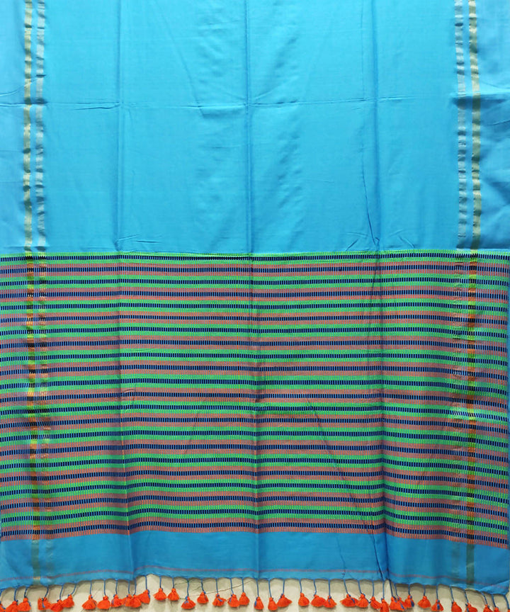 Light sky blue handloom handspun cotton saree