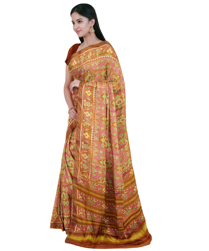 Orange silk handwoven patola saree