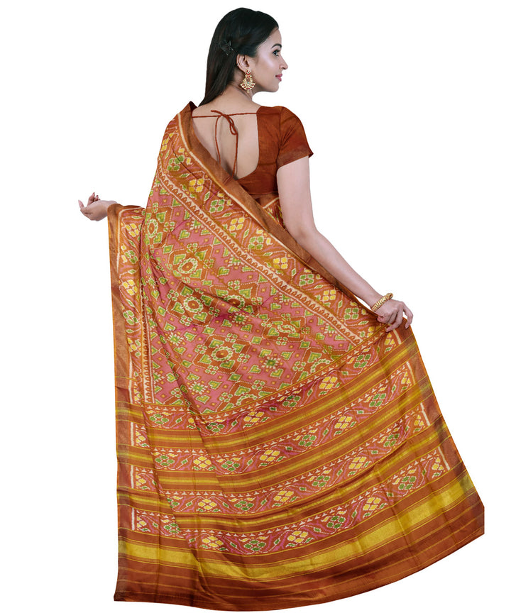 Orange silk handwoven patola saree