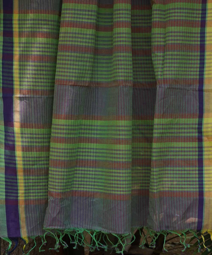 Grey Cotton Handwoven mangalagiri saree