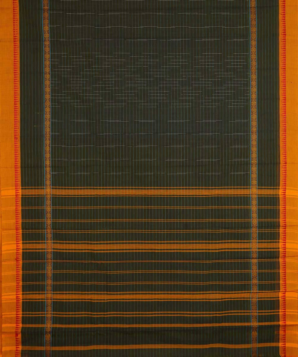 Dark forest green handwoven cotton narayanpet saree