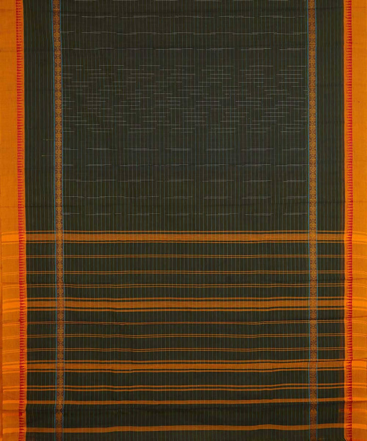 Dark forest green handwoven cotton narayanpet saree