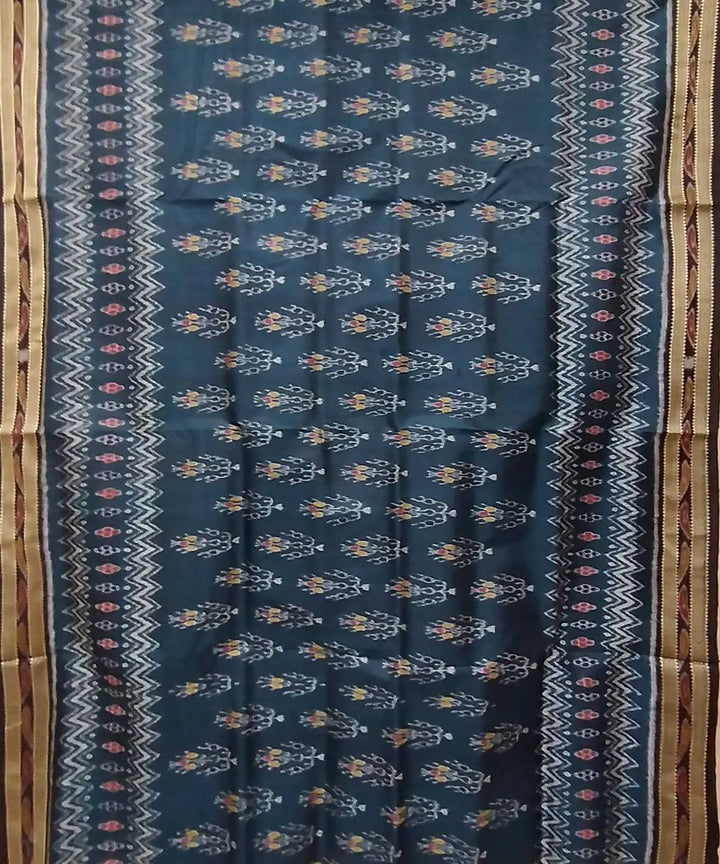 Multicolor dark grey handwoven silk khandua saree