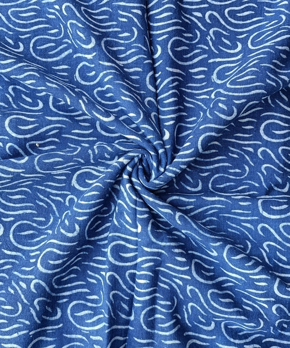 2.5m Indigo white dabu print handspun hand loom cotton kurta material