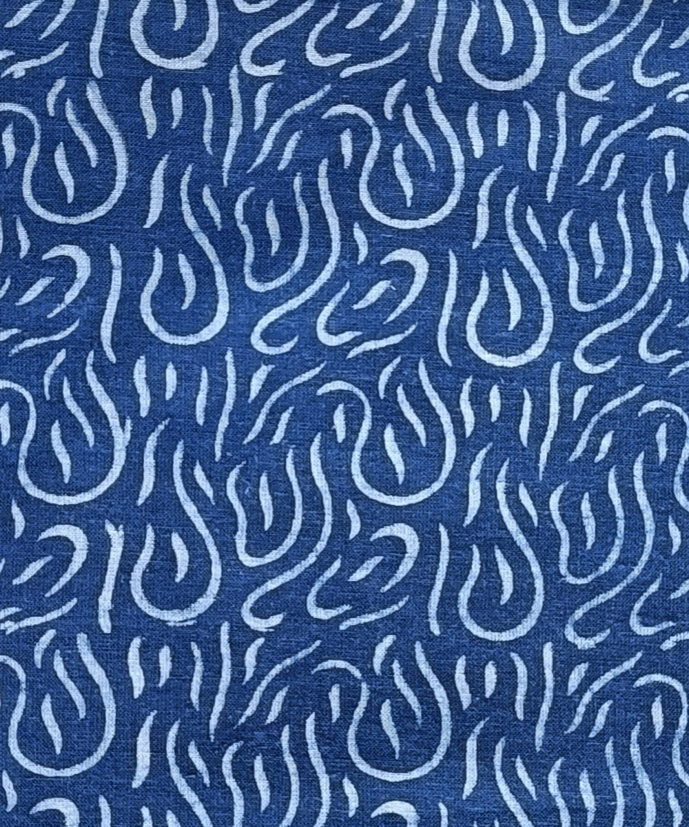 2.5m Indigo white dabu print handspun hand loom cotton kurta material