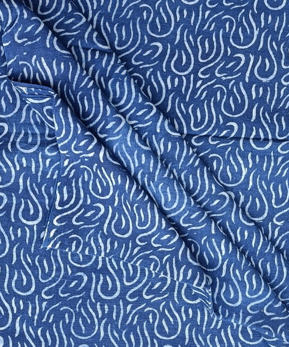 2.5m Indigo white dabu print handspun hand loom cotton kurta material