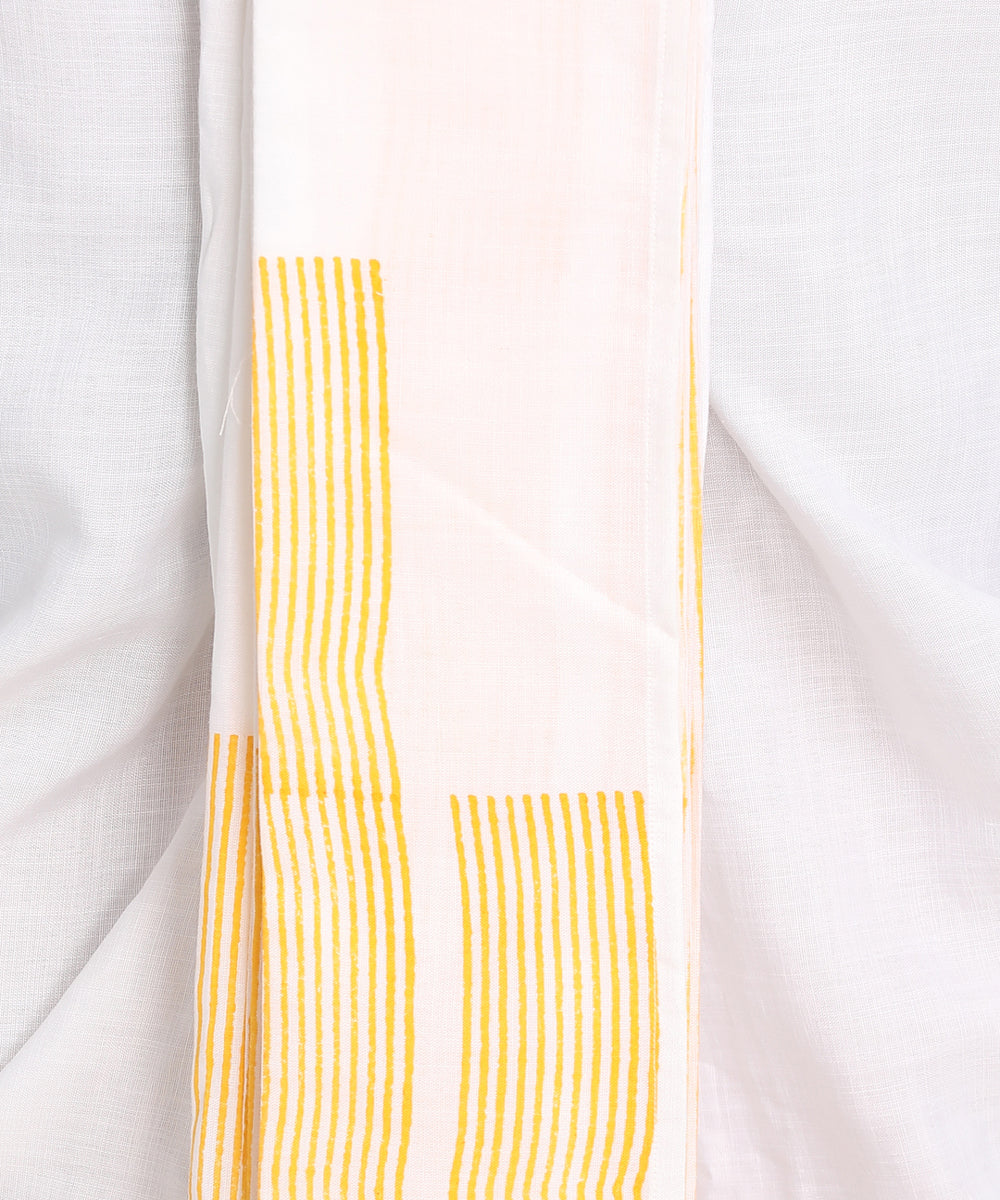 White cotton ready to wear stitched handblock print dhoti