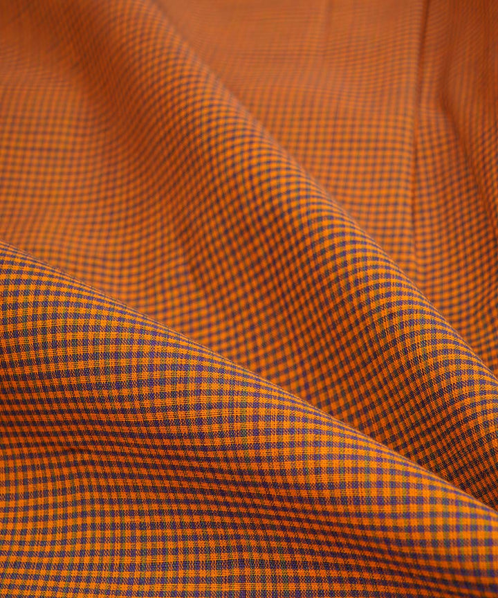 Blue mustard handwoven micro checks cotton mangalagiri fabrics