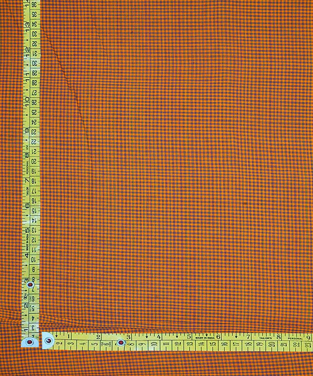 Blue mustard handwoven micro checks cotton mangalagiri fabrics