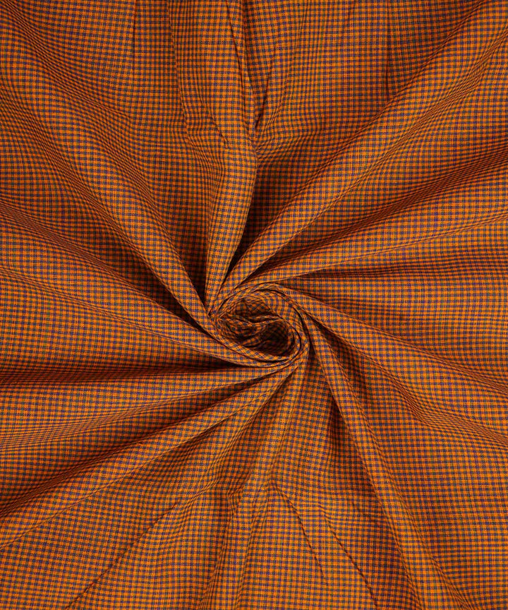 Blue mustard handwoven micro checks cotton mangalagiri fabrics