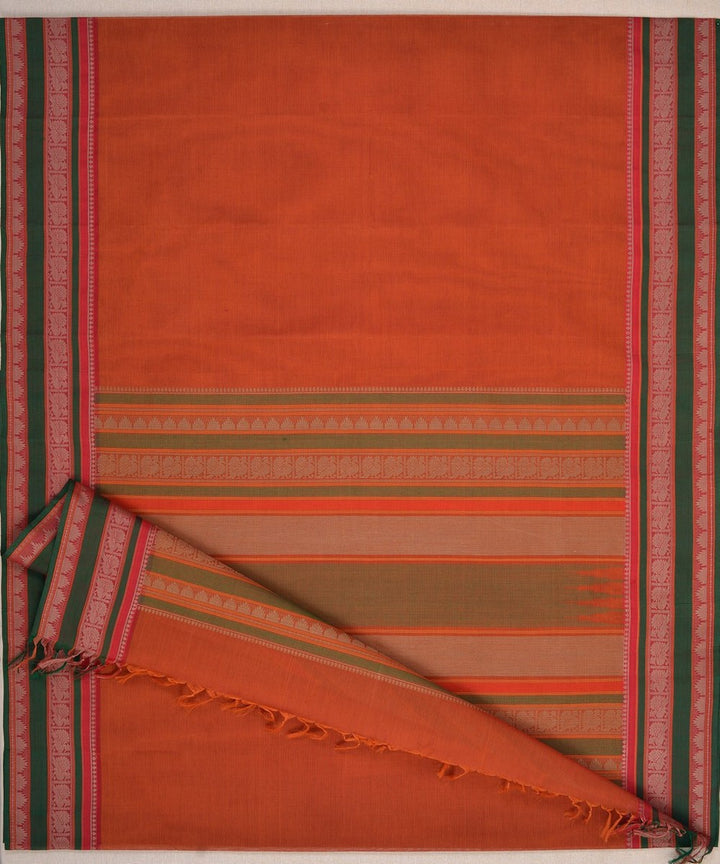 Orange handwoven kanchi cotton saree