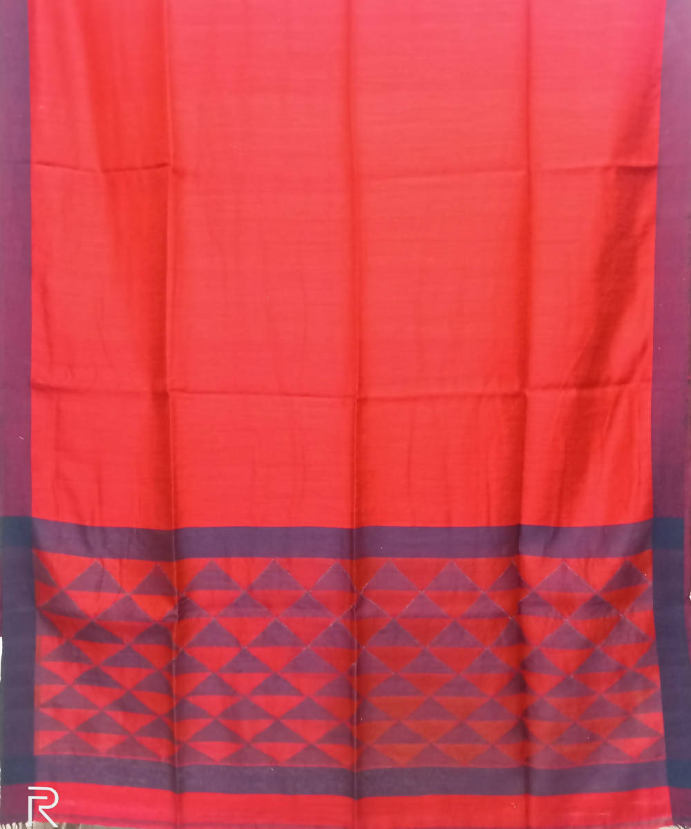 Peach Red Handloom Matka Silk Jamdani Bengal Saree