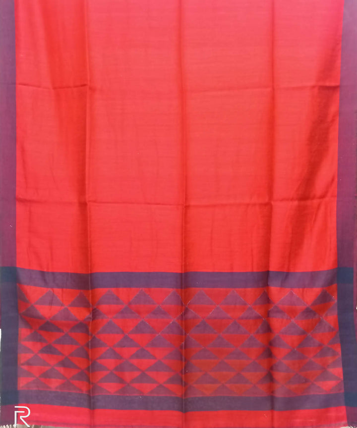 Peach Red Handloom Matka Silk Jamdani Bengal Saree