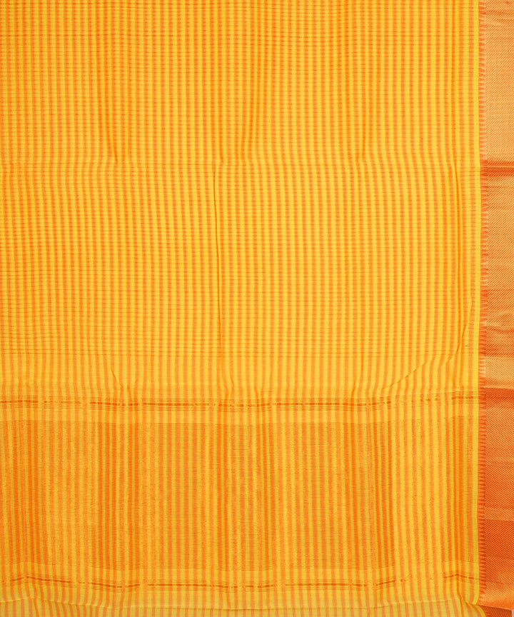 Yellow checks gold big border cotton handwoven mangalagiri saree