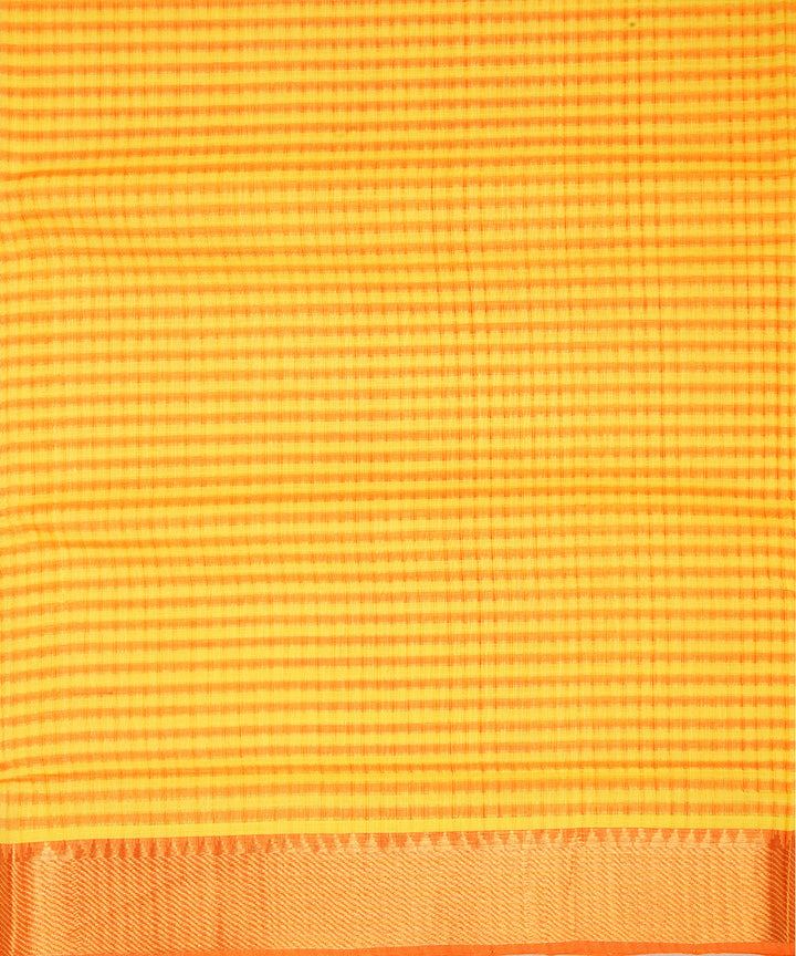 Yellow checks gold big border cotton handwoven mangalagiri saree
