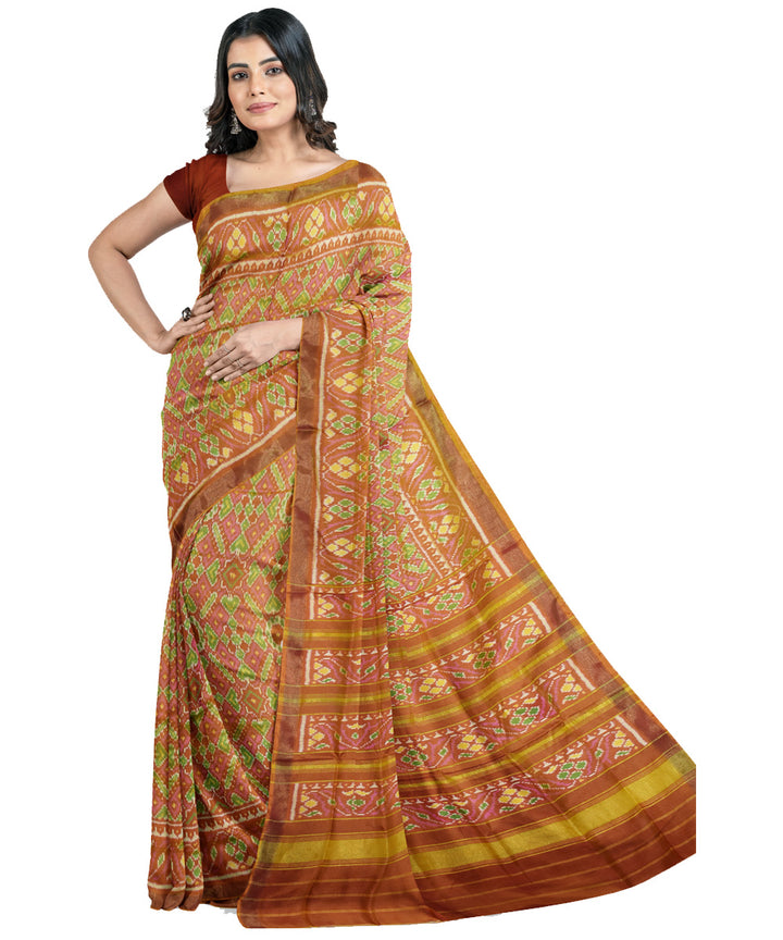 Orange silk handloom patola saree