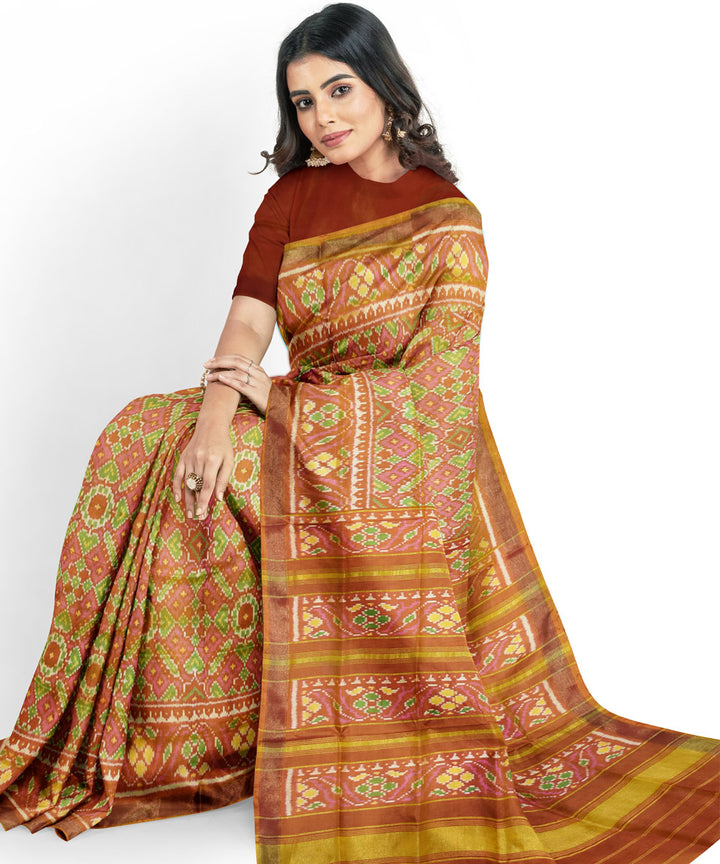 Orange silk handloom patola saree
