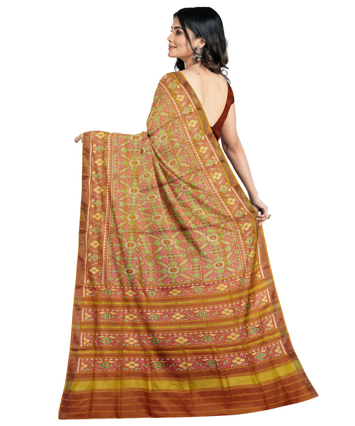 Orange silk handloom patola saree