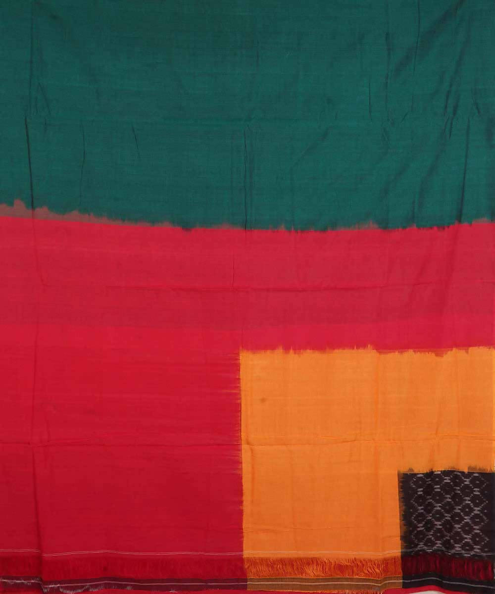 Dark green cotton handloom ikat pochampally saree