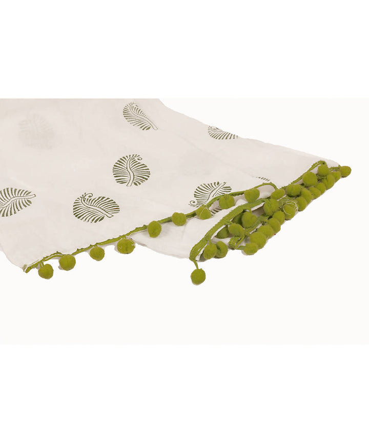 Handmade Wooden Block Print DIY Craft Kit Dupatta Leaf Design (Green)