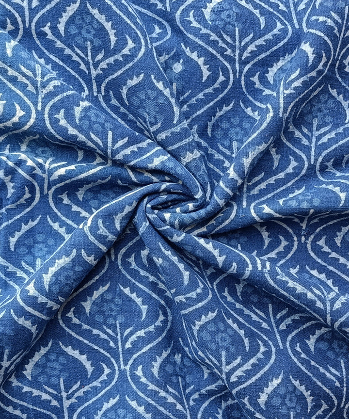 2.5m Indigo white dabu print hand spun handwoven cotton kurta material