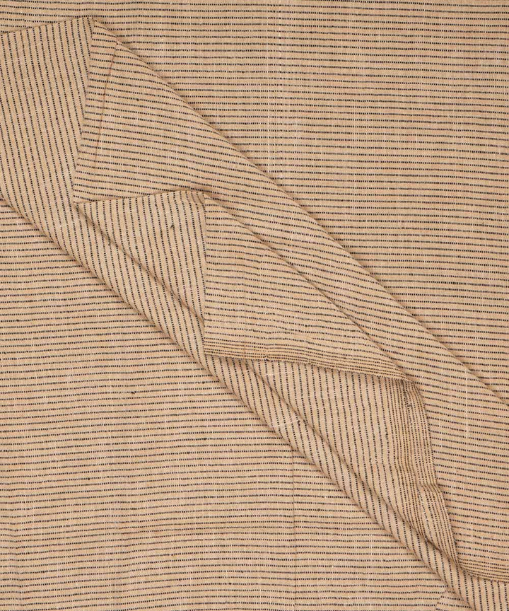 Beige black stripes handspun handwoven bengal cotton fabric