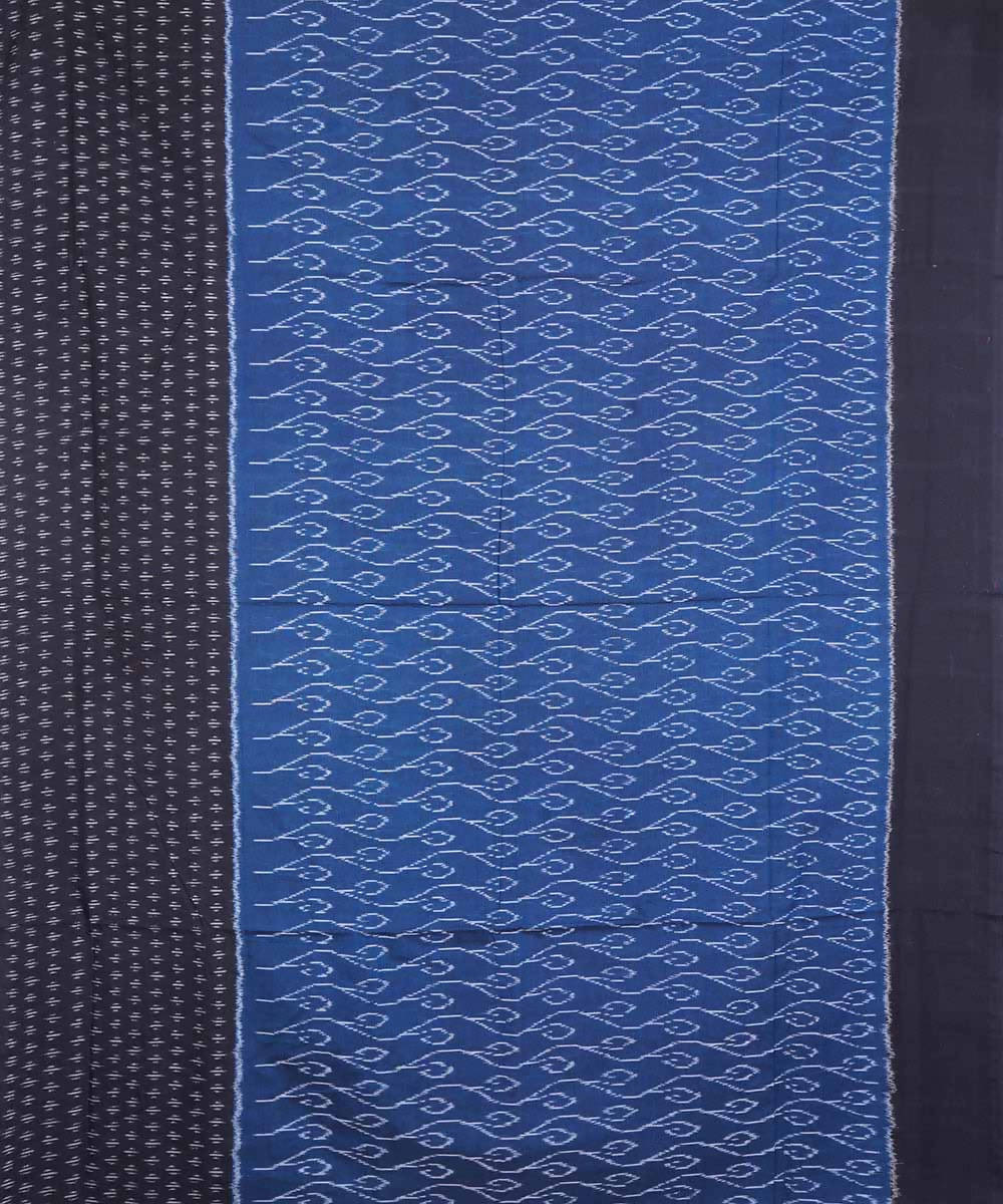 Blue black cotton handloom ikat pochampally saree