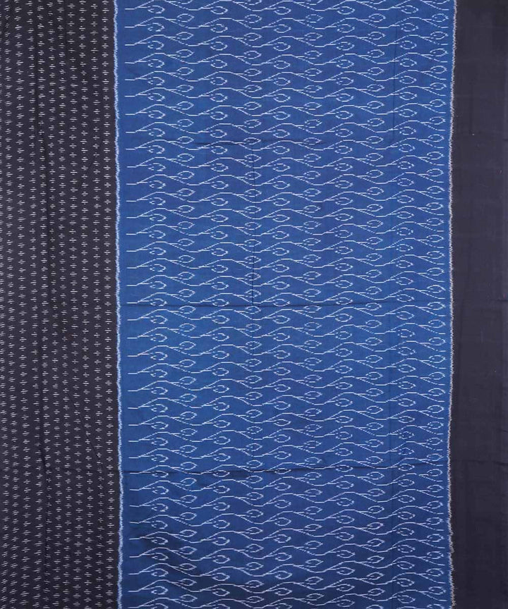 Blue black cotton handloom ikat pochampally saree