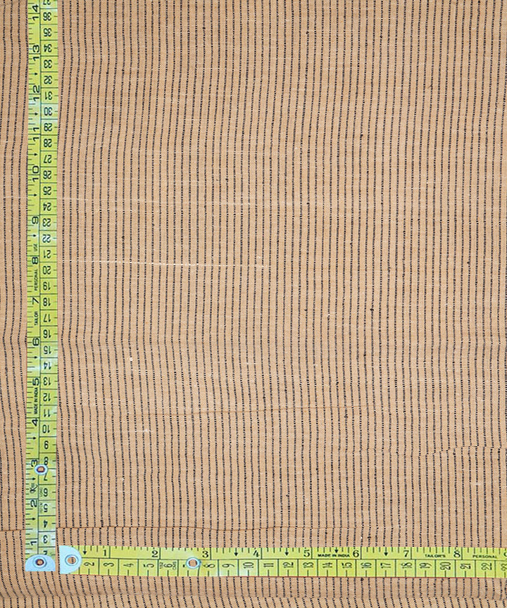 Beige black stripes handspun handwoven bengal cotton fabric