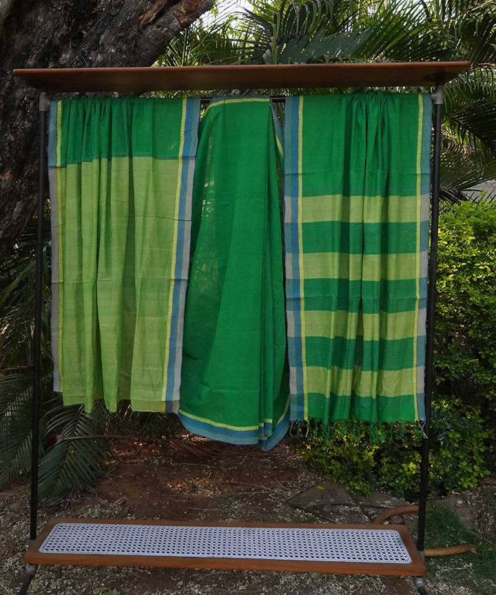 Bright Green Cotton Handwoven mangalagiri saree