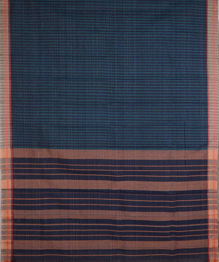 Dark cobalt blue handwoven cotton narayanpet saree