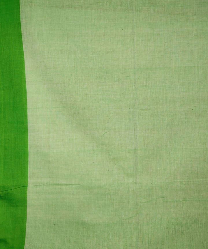 Beige light green handloom handspun cotton saree