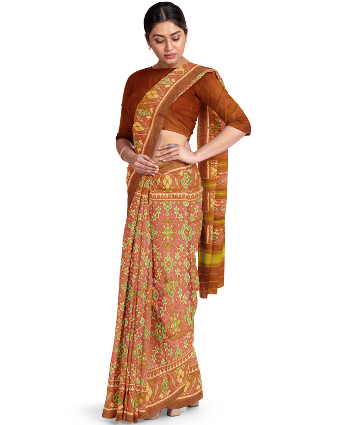 Orange handwoven silk patola saree