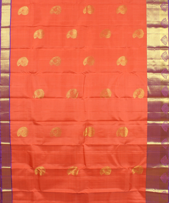 Orange purple handwoven karnataka silk saree