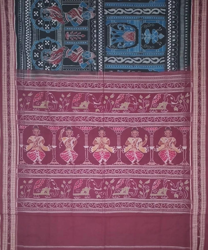 Black blue sapphire handloom cotton sambalpuri saree