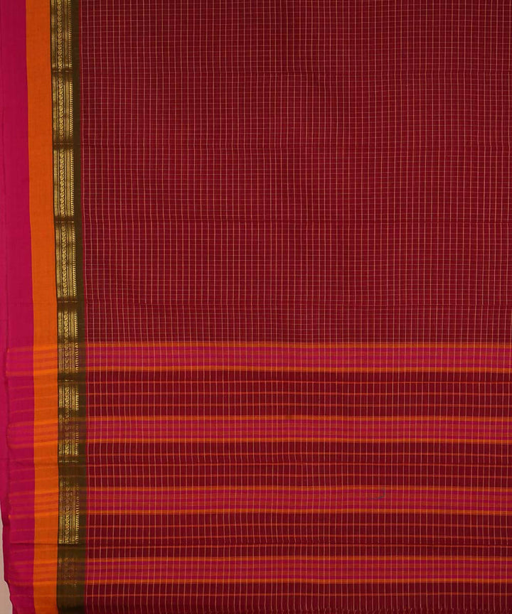 Dark red handwoven cotton narayanpet saree