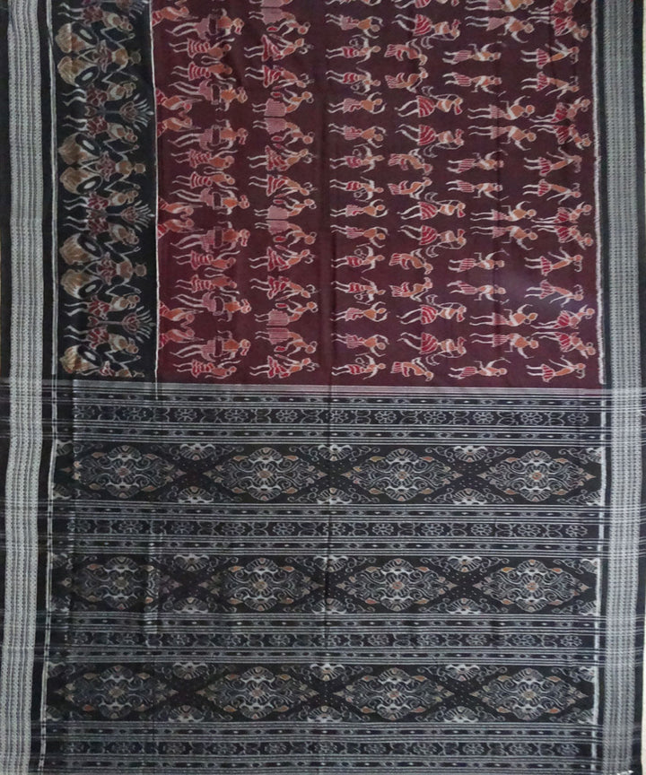 Black Bean tribal ikat cotton Saree