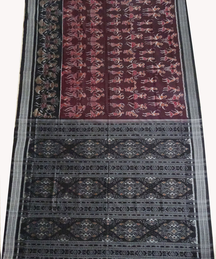 Black Bean tribal ikat cotton Saree
