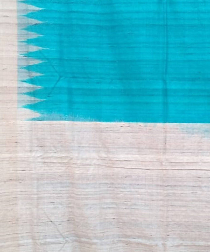 Skyblue cream handwoven gopalpur tussar silk saree