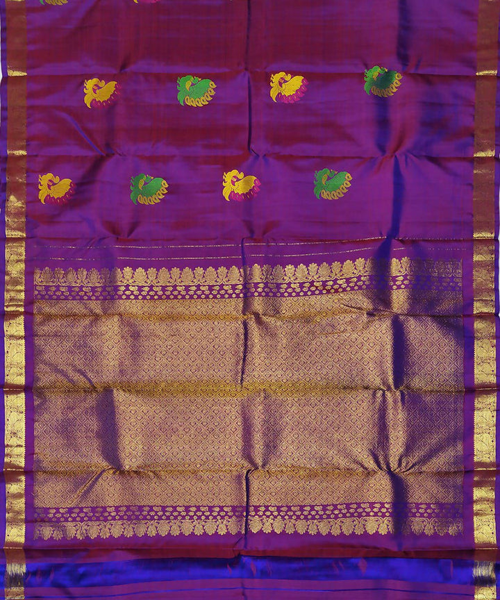Double shaded blue purple handloom kanchi silk saree