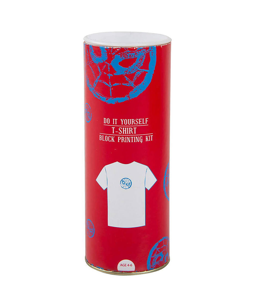 Handmade Wood Block with Maroon Spiderman Print DIY T-Shirt Craft Kit