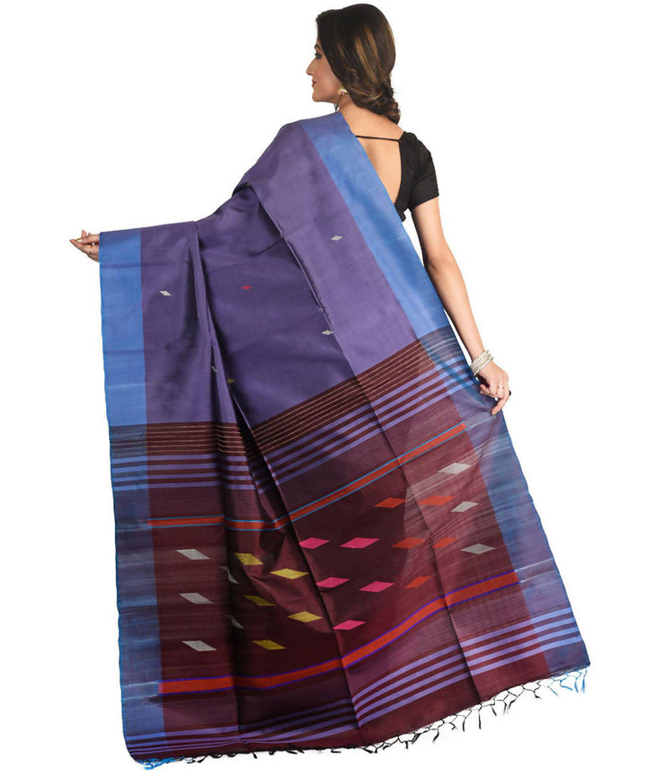 Resham shilpi lavender bengal silk saree with handwoven design