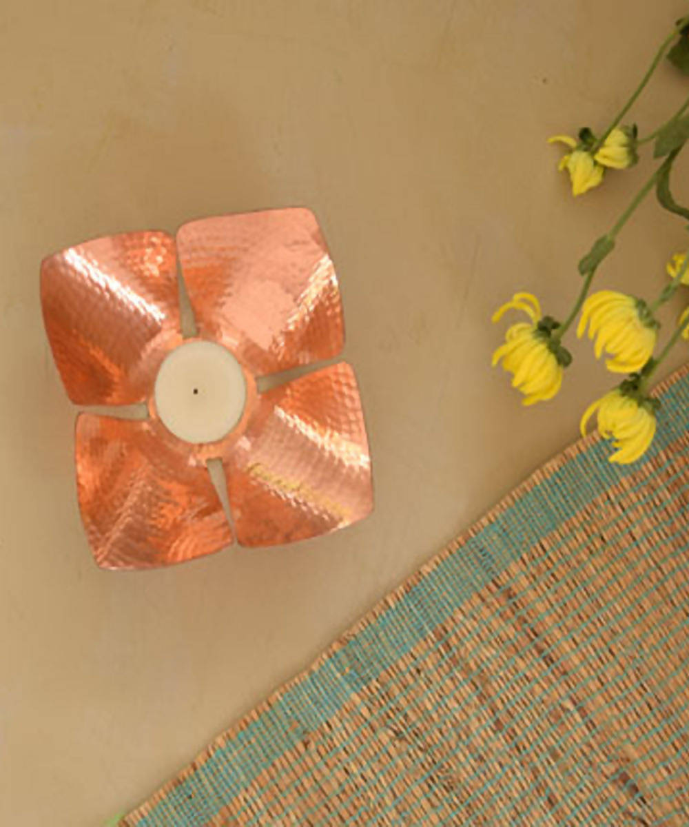 Handmade copper foliole tea light